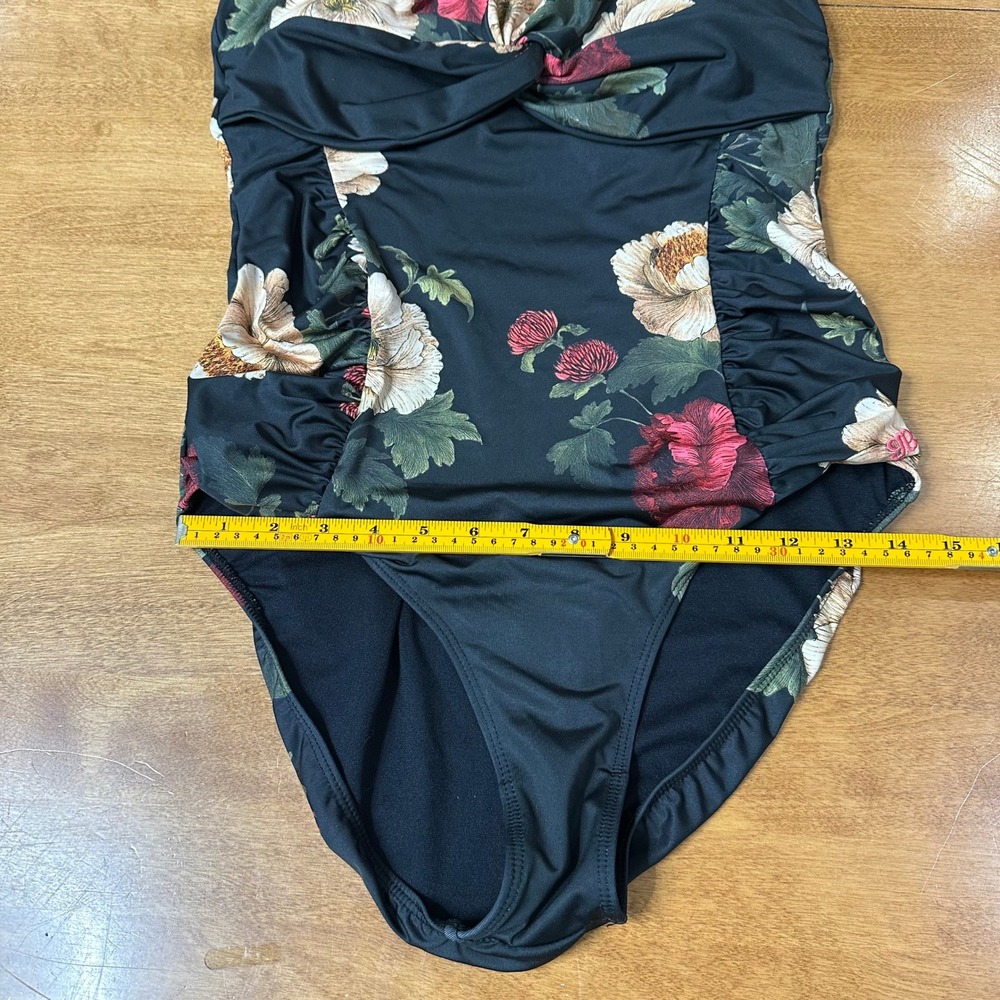 Albion Fit Braid One Piece Swimsuit Women L Victoria Black Red Ruched Vacation - Picture 13 of 14